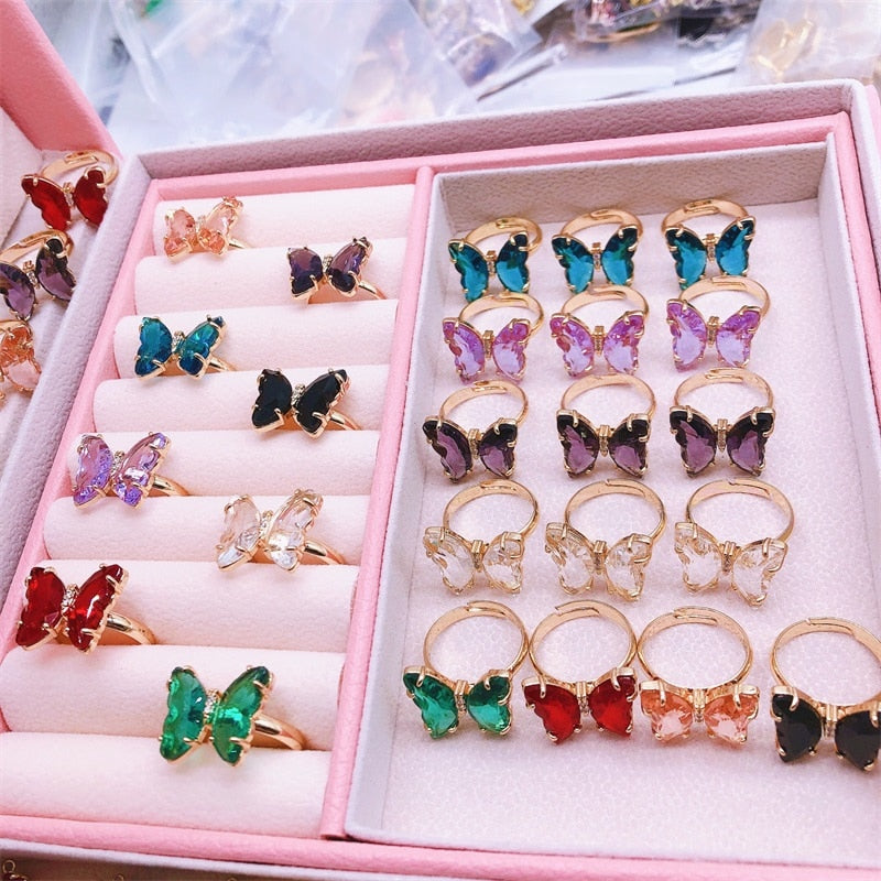 Peris Gems Crystal Butterfly Ring for Women | Adjustable Gold Rings SHEIN Amazon Temu