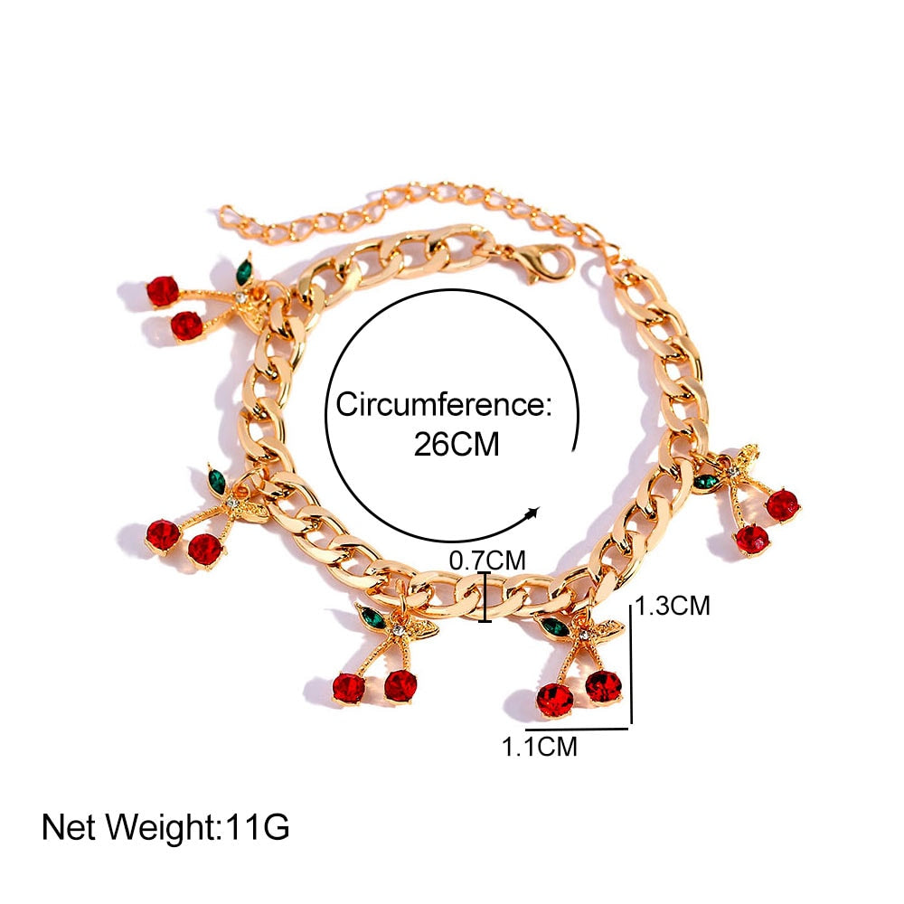 Peris Gems Crystal Cherry Charm Bracelets | Women Gold Silver Adjustable Bracelet SHEIN Amazon Temu