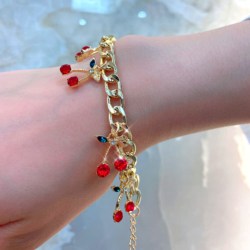 Peris Gems Crystal Cherry Charm Bracelets | Women Gold Silver Adjustable Bracelet SHEIN Amazon Temu