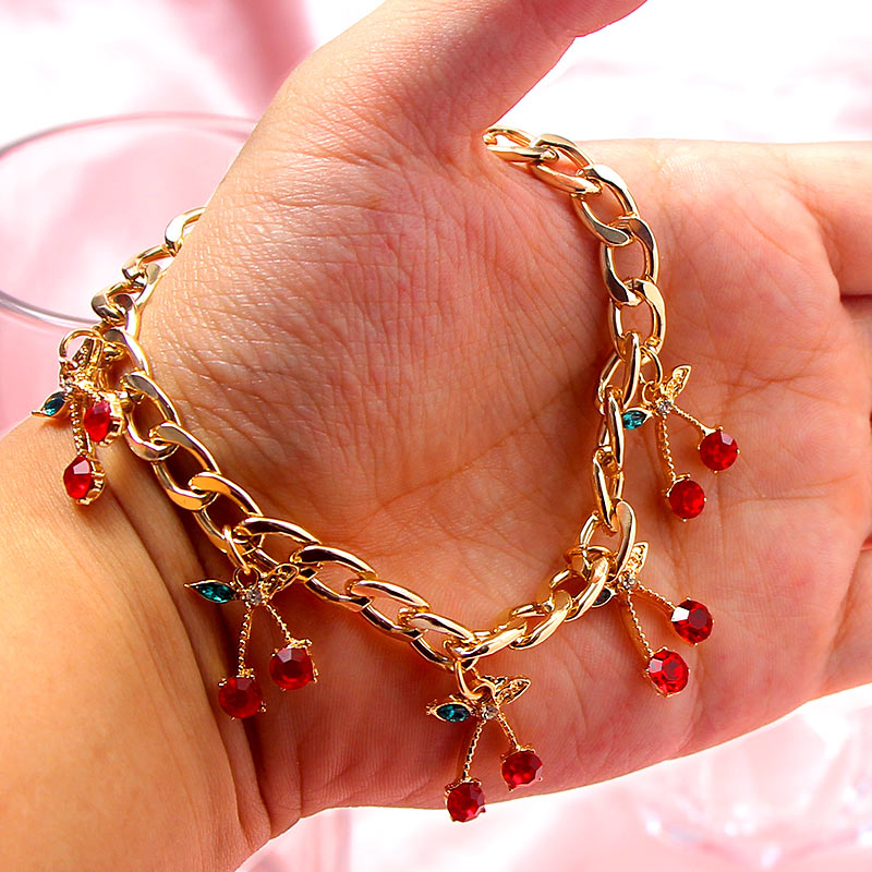 Peris Gems Crystal Cherry Charm Bracelets | Women Gold Silver Adjustable Bracelet SHEIN Amazon Temu