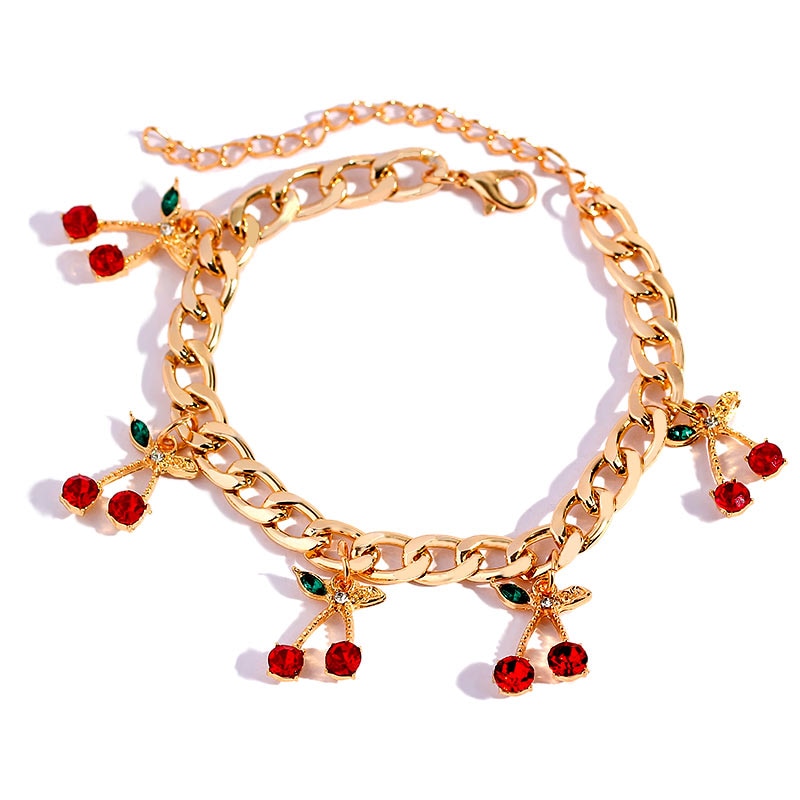 Peris Gems Crystal Cherry Charm Bracelets | Women Gold Silver Adjustable Bracelet SHEIN Amazon Temu