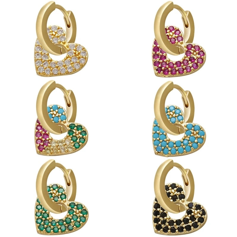 Peris Gems Crystal Heart Earrings for Women | Gold and Diamond Hoop Earrings SHEIN Amazon Temu