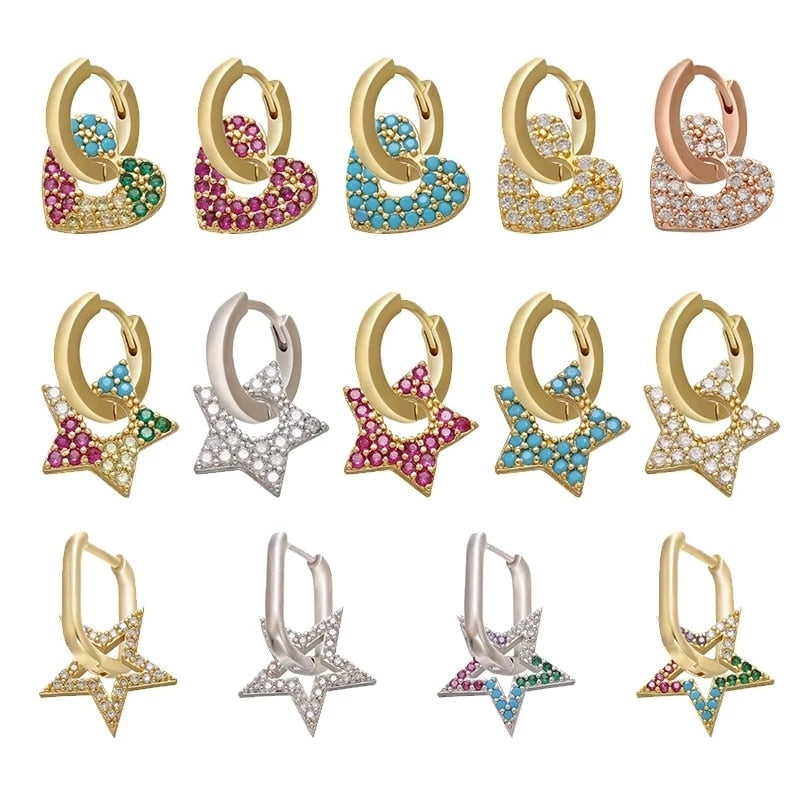 Peris Gems Crystal Heart Earrings for Women | Gold and Diamond Hoop Earrings SHEIN Amazon Temu
