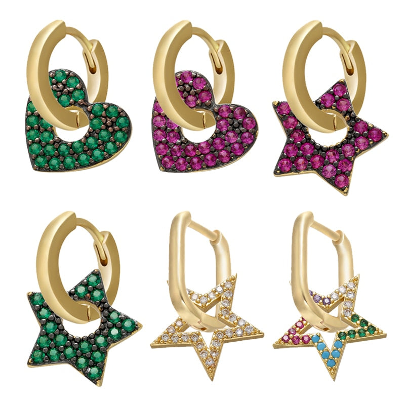 Peris Gems Crystal Heart Earrings for Women | Gold and Diamond Hoop Earrings SHEIN Amazon Temu