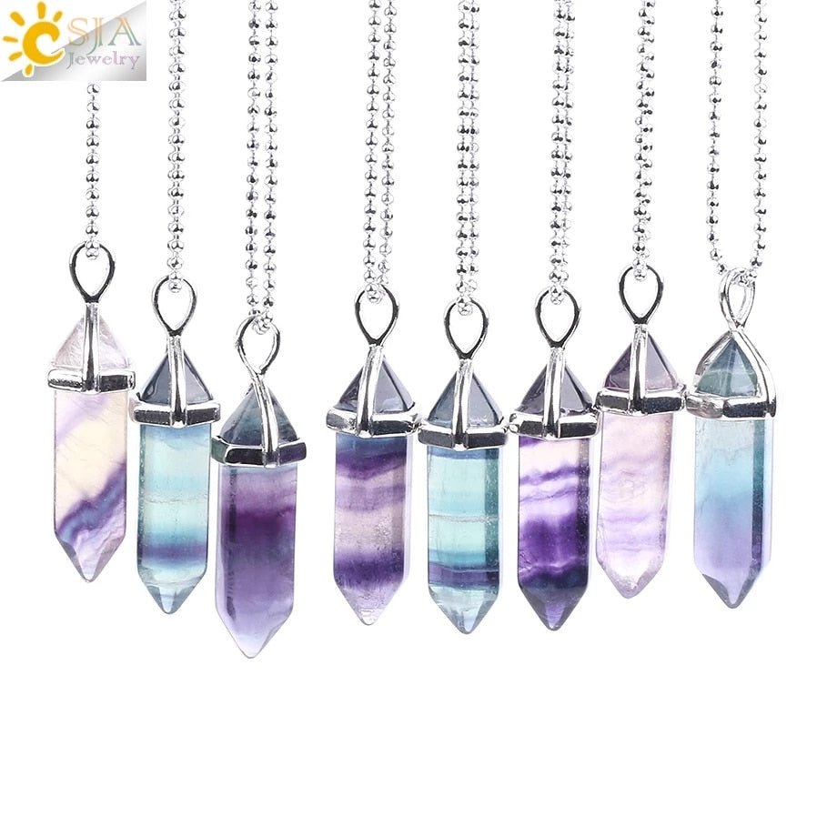 Peris Gems Crystal Quartz Fluorite Pendant Necklaces - Chakra Gemstones SHEIN Amazon Temu