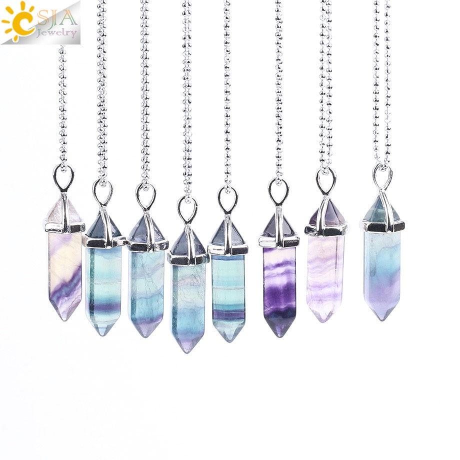 Peris Gems Crystal Quartz Fluorite Pendant Necklaces - Chakra Gemstones SHEIN Amazon Temu