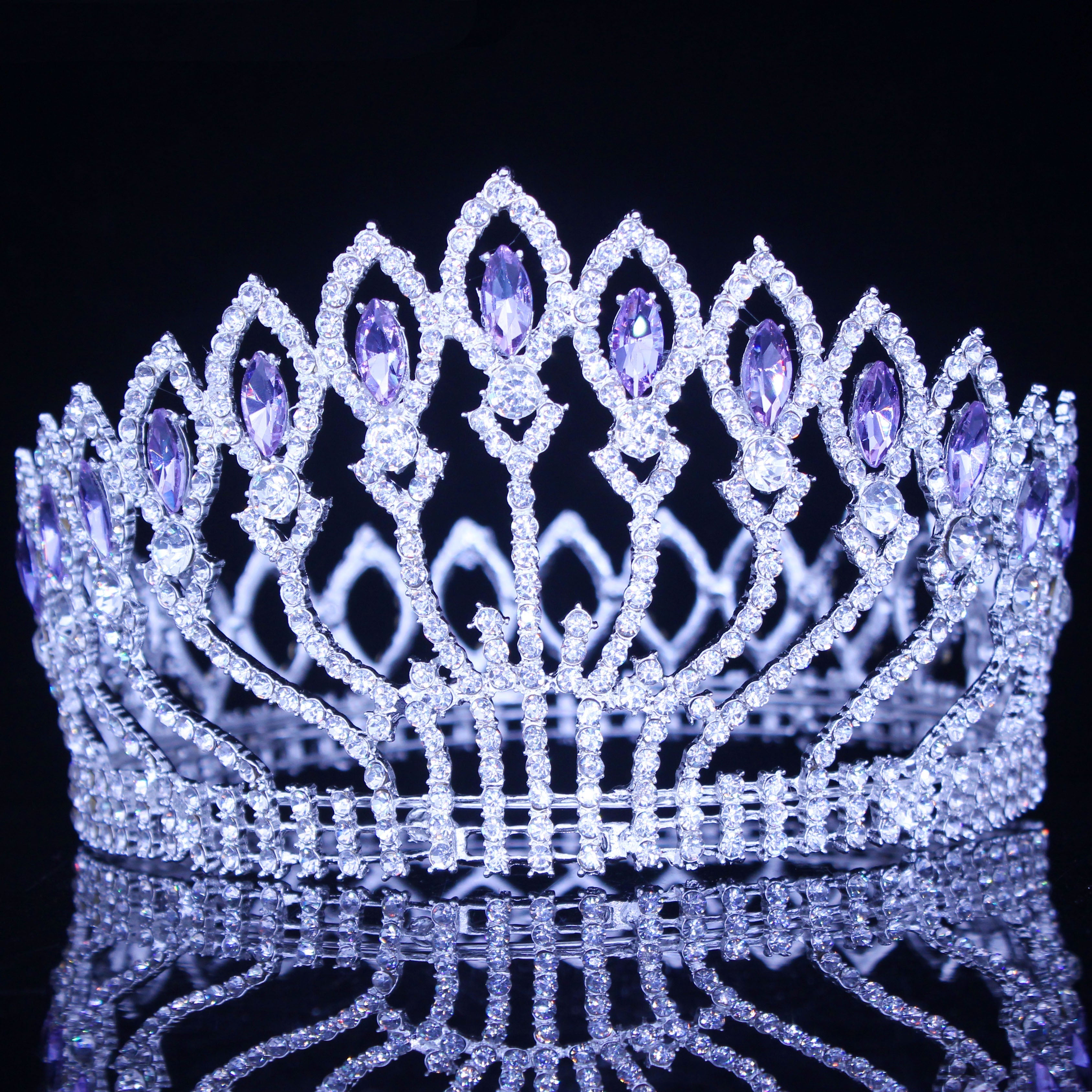 Peris Gems Crystal Queen Wedding Tiara Crown | Women&