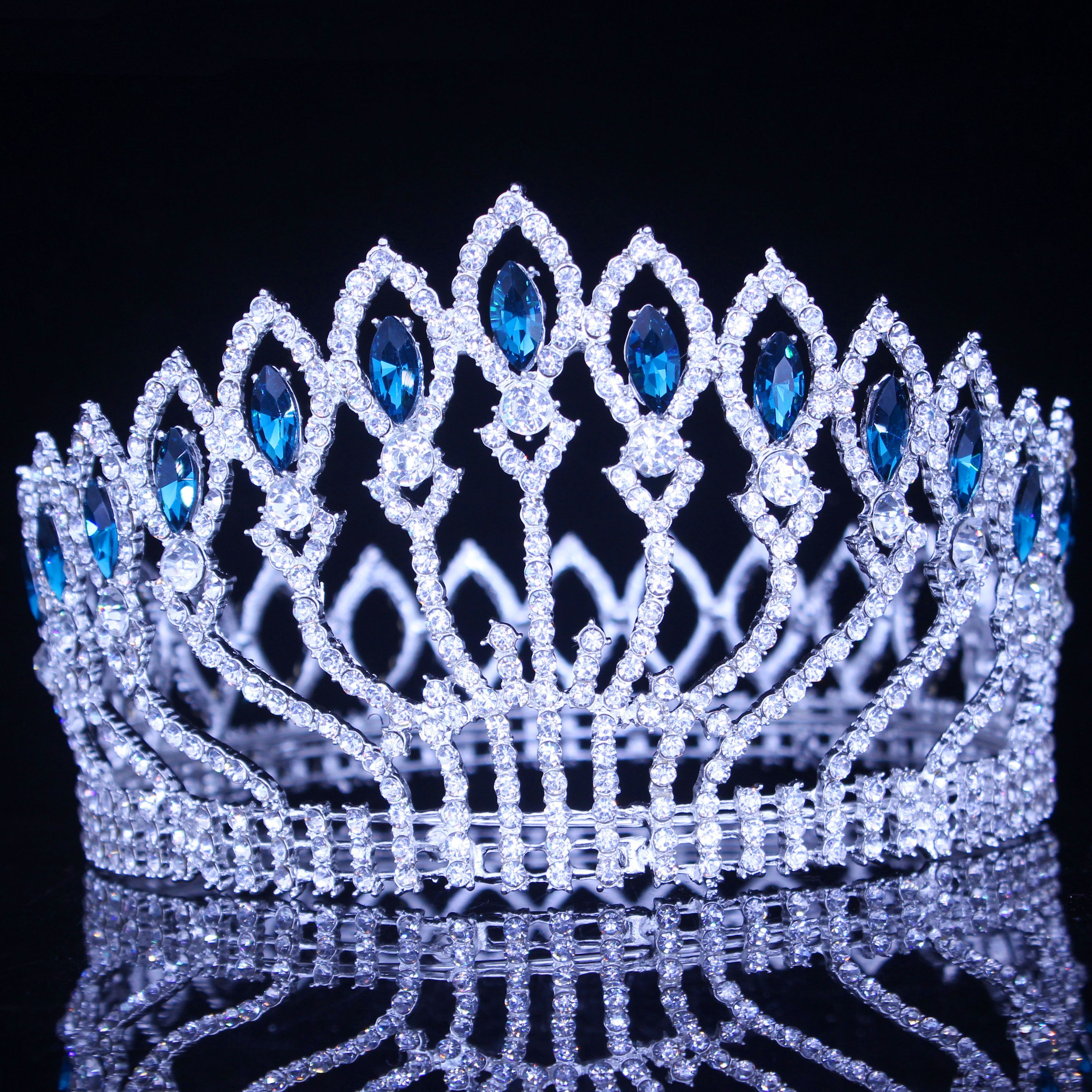 Peris Gems Crystal Queen Wedding Tiara Crown | Women&