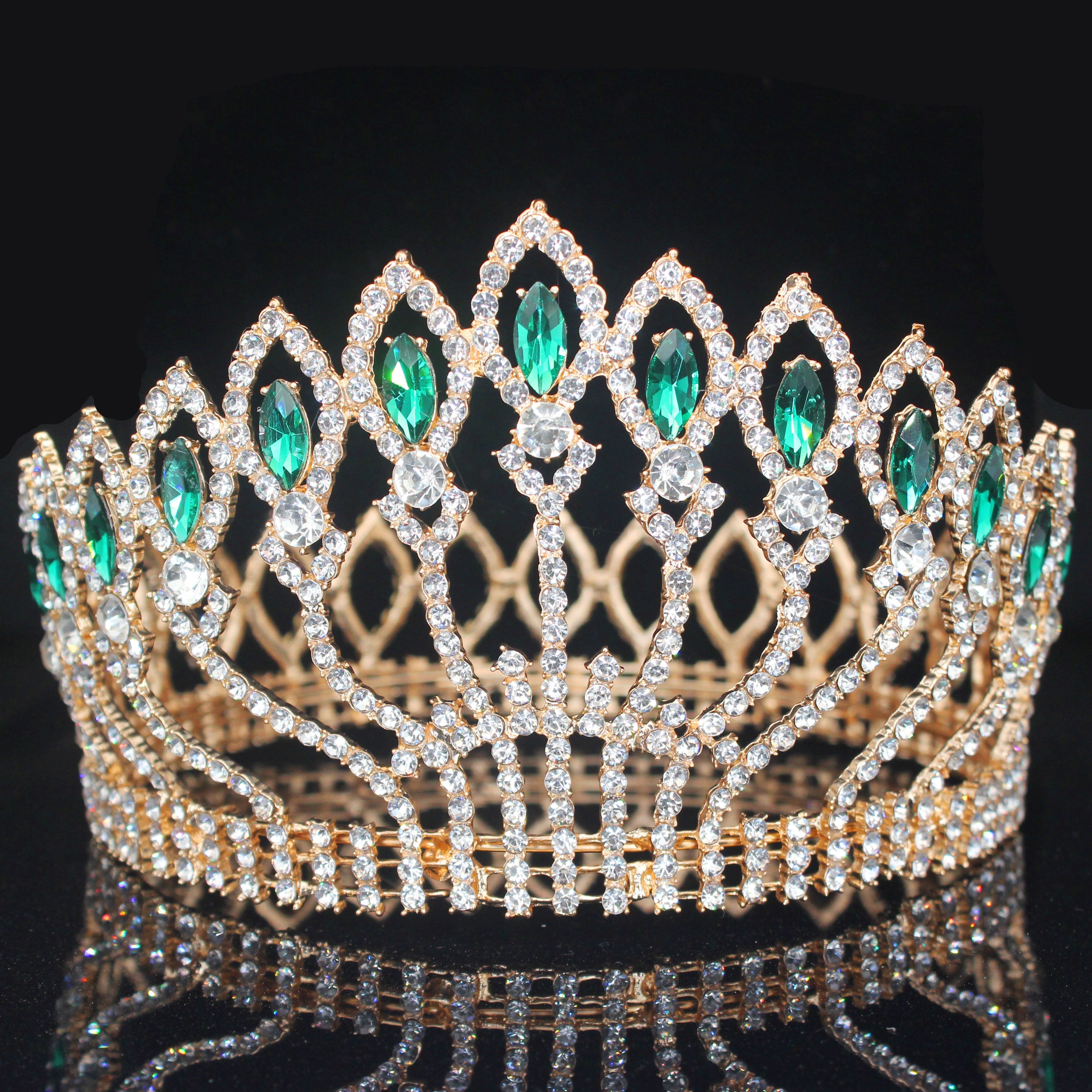 Peris Gems Crystal Queen Wedding Tiara Crown | Women&