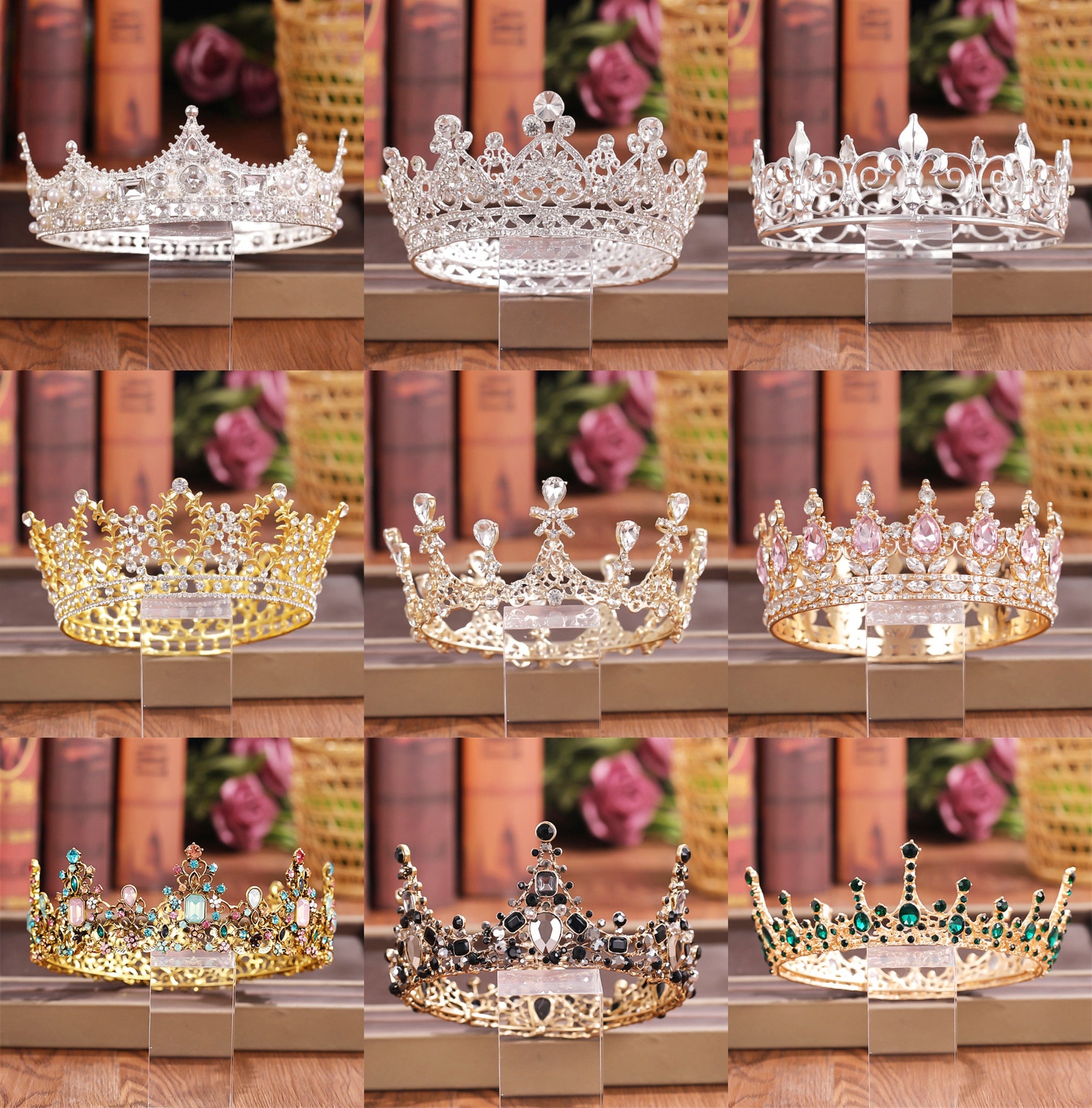 Peris Gems Crystal Rhinestone Crown Tiaras for Women | Diamond Hair Accessories Crystal Rhinestone Crown Tiaras for Women | Hair Accessories SHEIN Amazon Temu