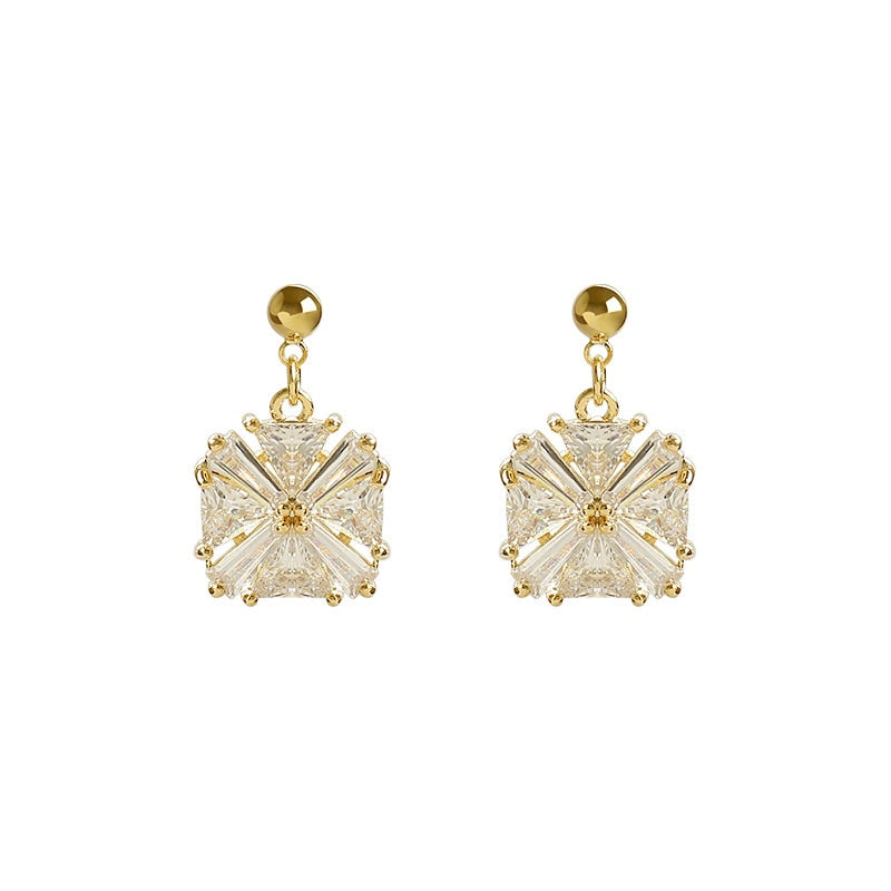 Peris Gems Crystal Square Earrings for Women | Square Diamond Gold Stud Earrings SHEIN Amazon Temu