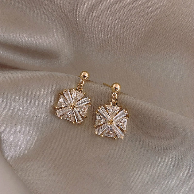 Peris Gems Crystal Square Earrings for Women | Square Diamond Gold Stud Earrings SHEIN Amazon Temu