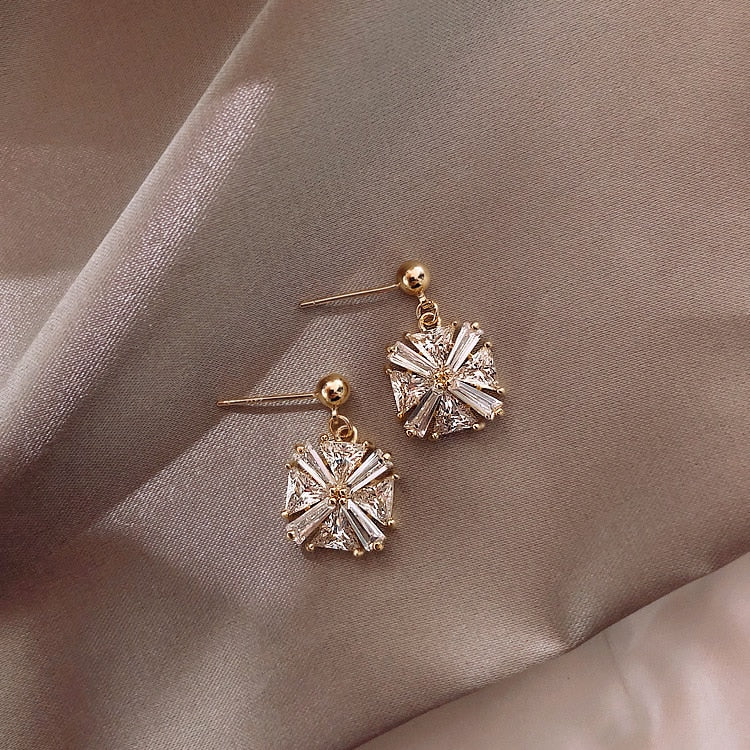 Peris Gems Crystal Square Earrings for Women | Square Diamond Gold Stud Earrings SHEIN Amazon Temu