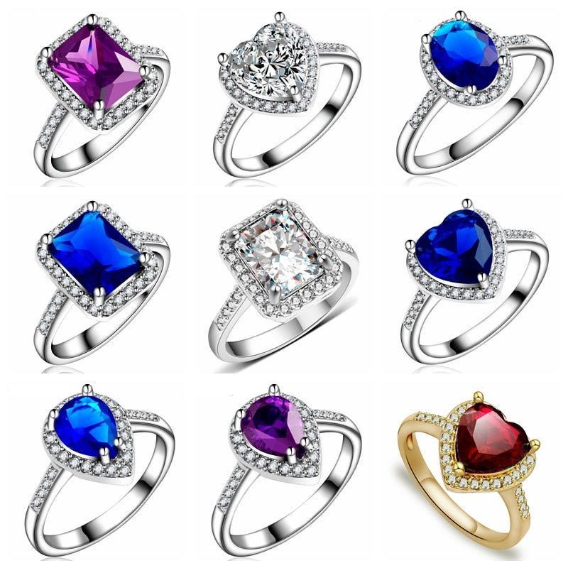 Peris Gems Cubic Diamond Engagement Style Ring for Women | Silver and Gold Rings Cubic Diamond Engagement Style Ring for Women SHEIN Amazon Temu