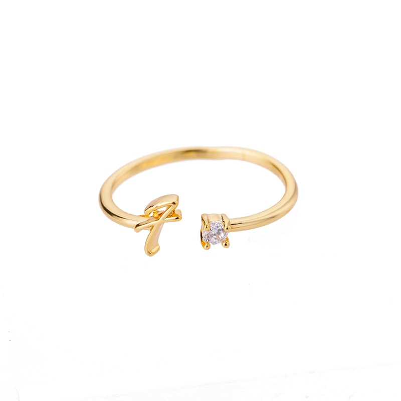 Peris Gems Cursive Alphabet Initial Rings - Open Adjustable Stainless Steel Cursive Initial Ring SHEIN Amazon Temu