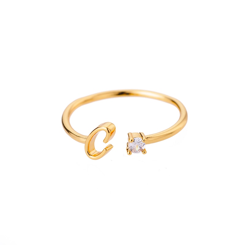Peris Gems Cursive Alphabet Initial Rings - Open Adjustable Stainless Steel Cursive Initial Ring SHEIN Amazon Temu
