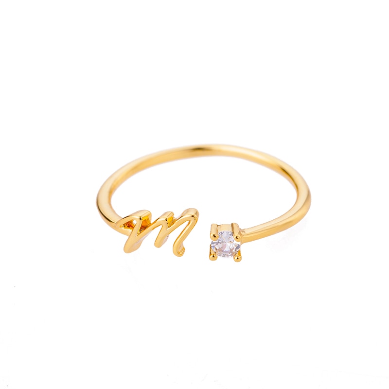 Peris Gems Cursive Alphabet Initial Rings - Open Adjustable Stainless Steel Cursive Initial Ring SHEIN Amazon Temu
