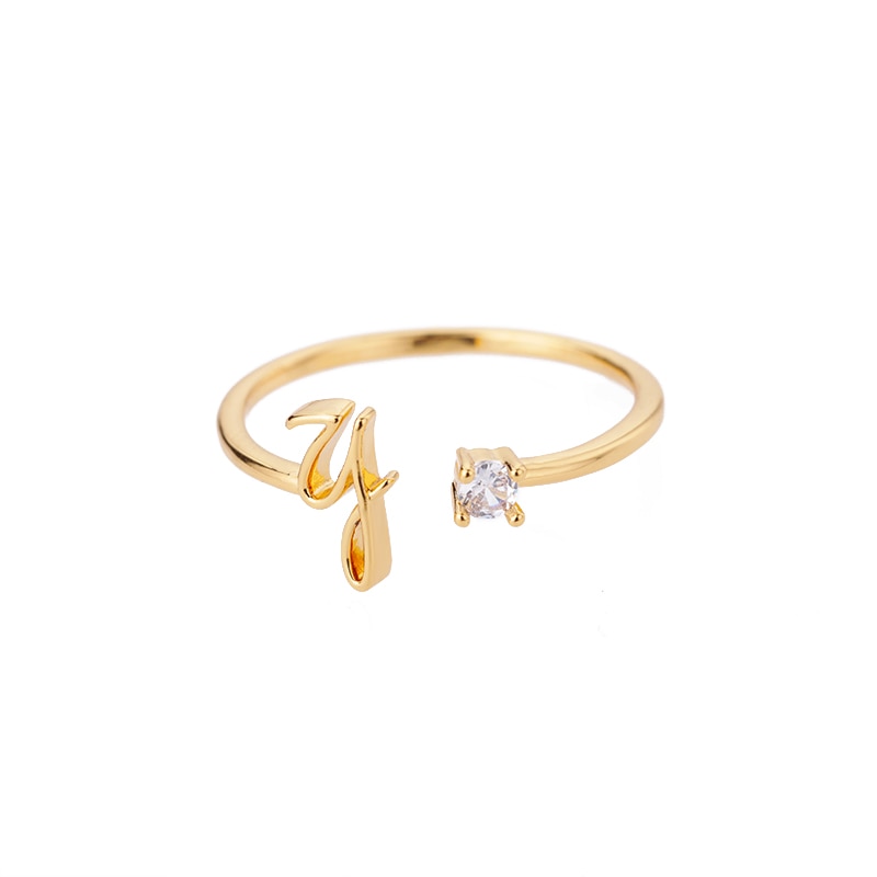 Peris Gems Cursive Alphabet Initial Rings - Open Adjustable Stainless Steel Cursive Initial Ring SHEIN Amazon Temu
