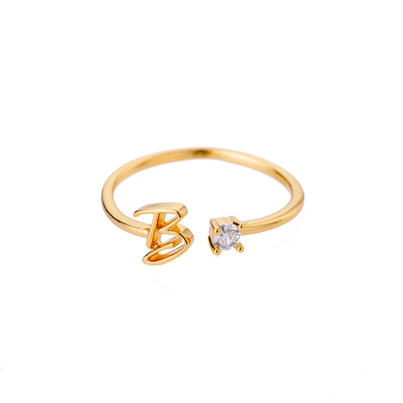 Peris Gems Cursive Alphabet Initial Rings - Open Adjustable Stainless Steel Cursive Initial Ring SHEIN Amazon Temu