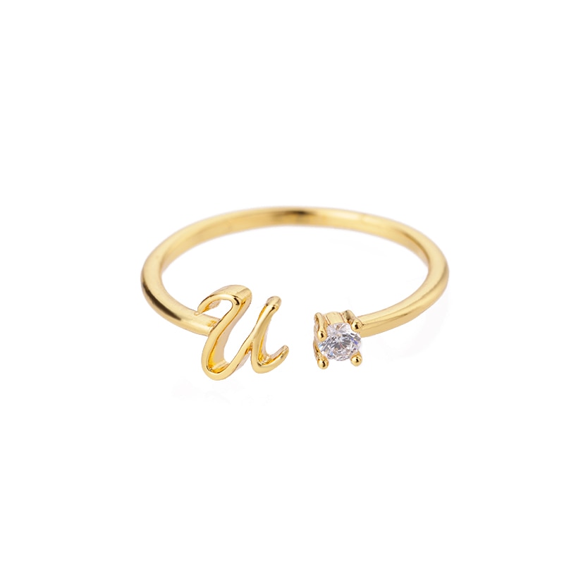 Peris Gems Cursive Alphabet Initial Rings - Open Adjustable Stainless Steel Cursive Initial Ring SHEIN Amazon Temu