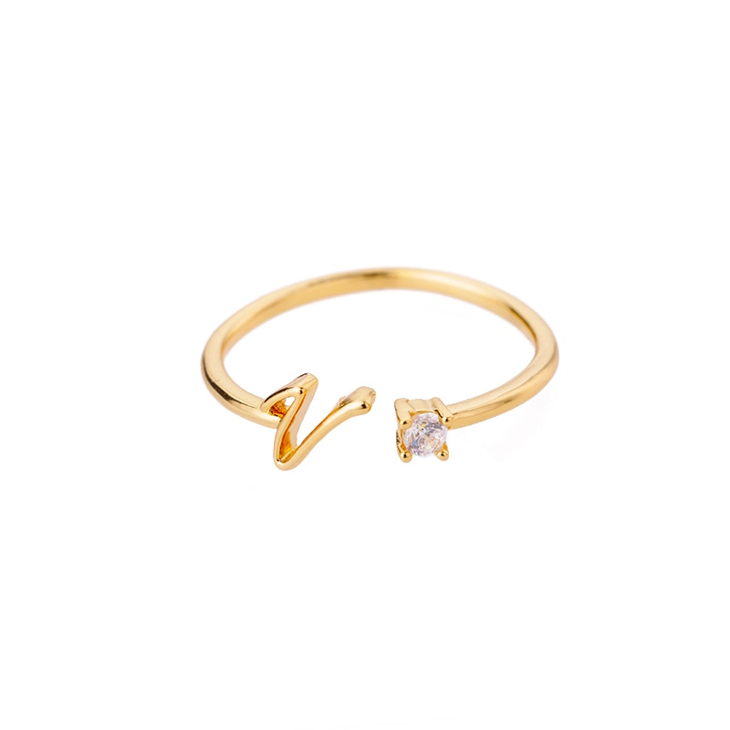 Peris Gems Cursive Alphabet Initial Rings - Open Adjustable Stainless Steel Cursive Initial Ring SHEIN Amazon Temu