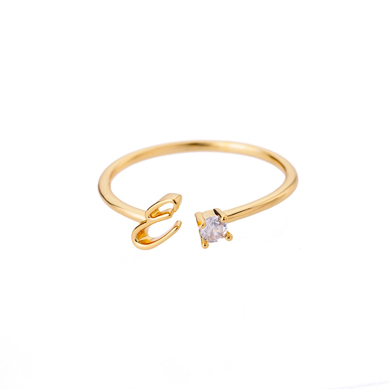 Peris Gems Cursive Alphabet Initial Rings - Open Adjustable Stainless Steel Cursive Initial Ring SHEIN Amazon Temu