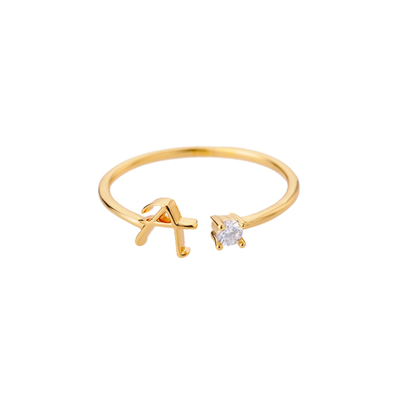Peris Gems Cursive Alphabet Initial Rings - Open Adjustable Stainless Steel Cursive Initial Ring SHEIN Amazon Temu