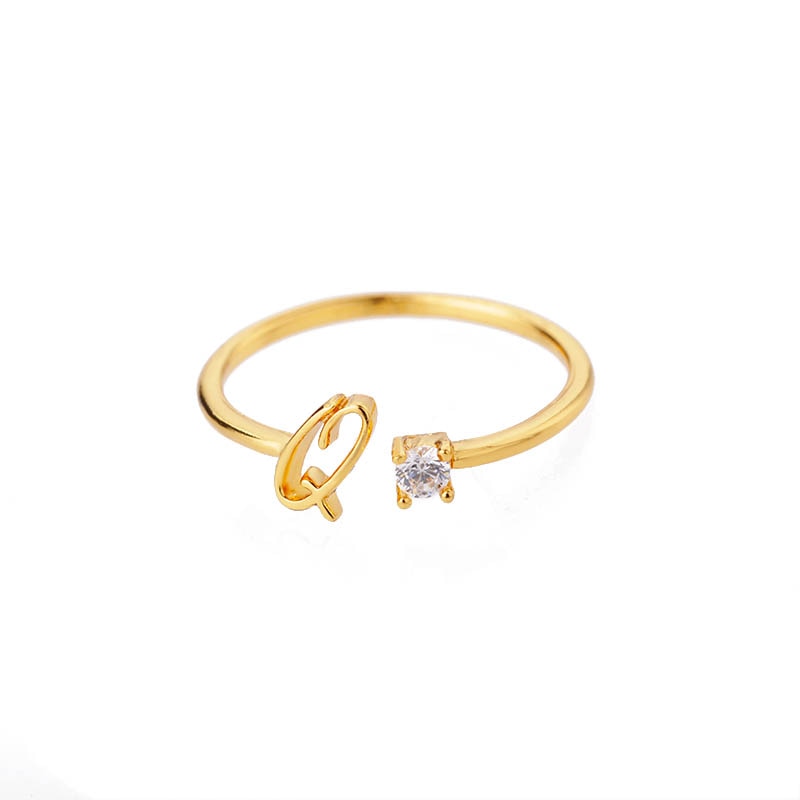 Peris Gems Cursive Alphabet Initial Rings - Open Adjustable Stainless Steel Cursive Initial Ring SHEIN Amazon Temu