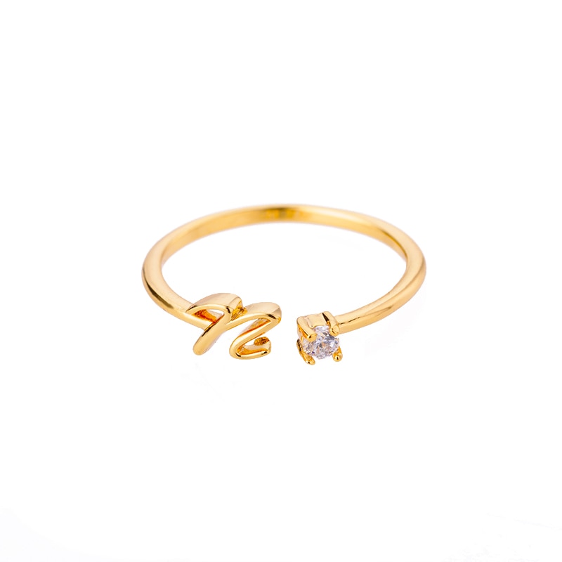 Peris Gems Cursive Alphabet Initial Rings - Open Adjustable Stainless Steel Cursive Initial Ring SHEIN Amazon Temu