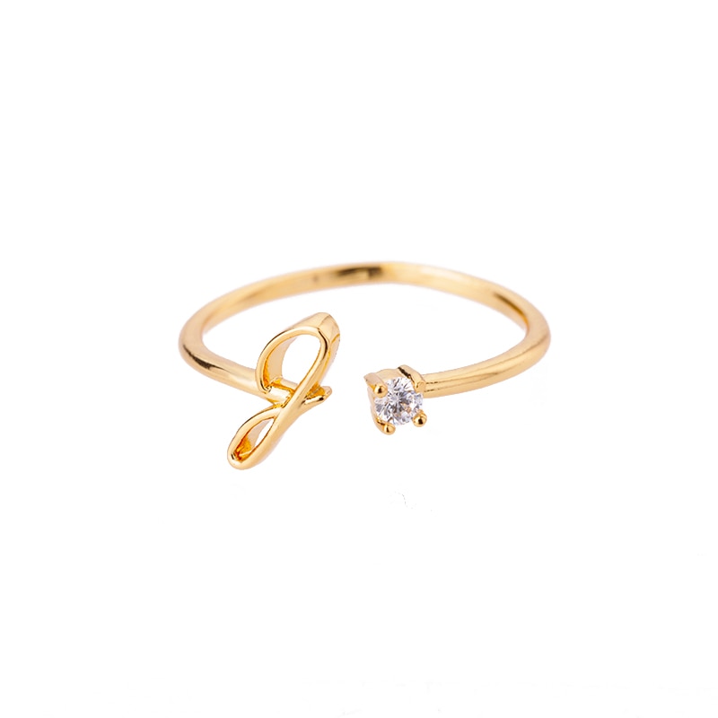 Peris Gems Cursive Alphabet Initial Rings - Open Adjustable Stainless Steel Cursive Initial Ring SHEIN Amazon Temu