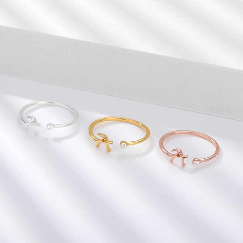 Peris Gems Cursive Alphabet Initial Rings - Open Adjustable Stainless Steel Cursive Initial Ring SHEIN Amazon Temu