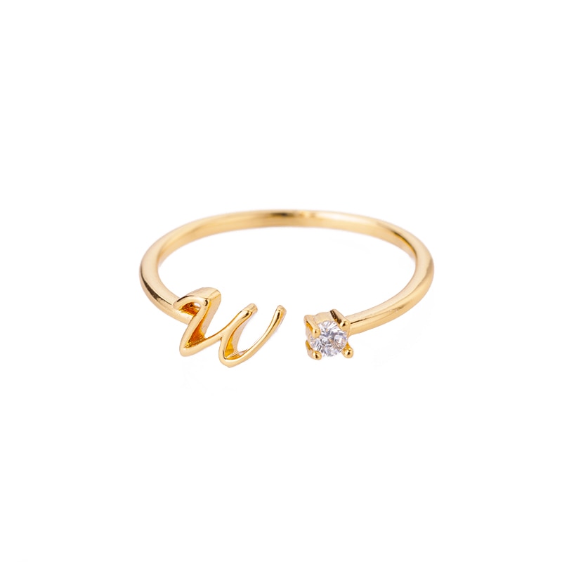 Peris Gems Cursive Alphabet Initial Rings - Open Adjustable Stainless Steel Cursive Initial Ring SHEIN Amazon Temu