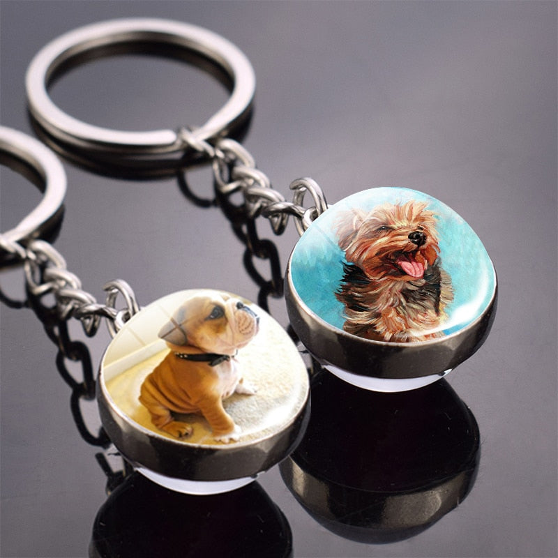 Peris Gems Cute Animal Glass Ball Keychains | French Bulldog Labrador Keychains SHEIN Amazon Temu