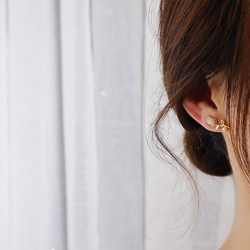 Peris Gems CZ Diamond Rose Flower Stud Earrings for Women | Gold Bohemian Earrings CZ Diamond Rose Flower Stud Earrings for Women | Bohemian SHEIN Amazon Temu