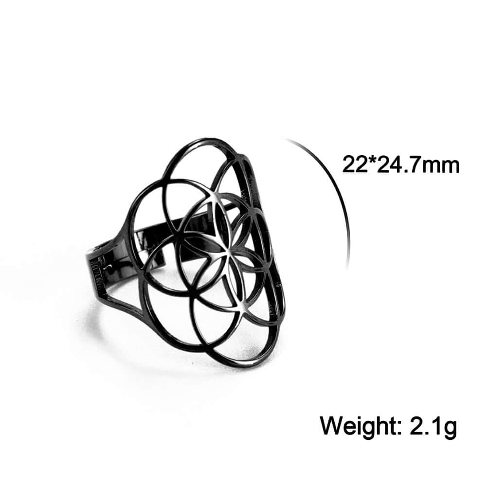 Peris Gems D - Black / Adjustable Adjustable Skyrim Flower of Life Stainless Amulet Ring for Women Adjustable Skyrim Flower of Life Stainless Amulet Ring SHEIN Amazon Temu