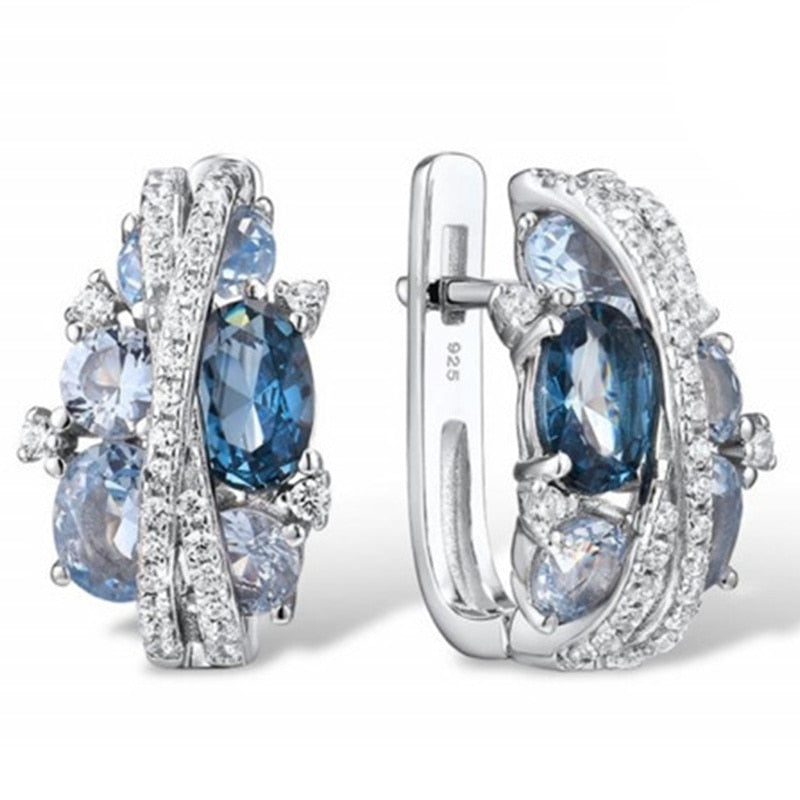 Peris Gems D-blue Diamond Silver Princess Earrings for Women | Gold Silver Hoop Stud Bridal Earrings SHEIN Amazon Temu