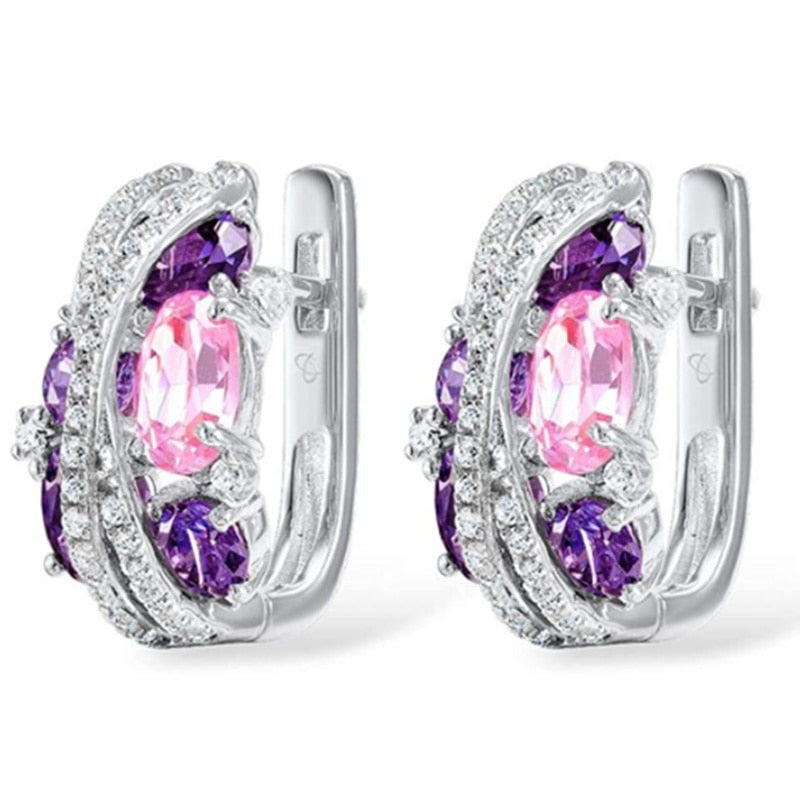 Peris Gems D-purple Diamond Silver Princess Earrings for Women | Gold Silver Hoop Stud Bridal Earrings Diamond Silver Princess Earrings for Women SHEIN Amazon Temu
