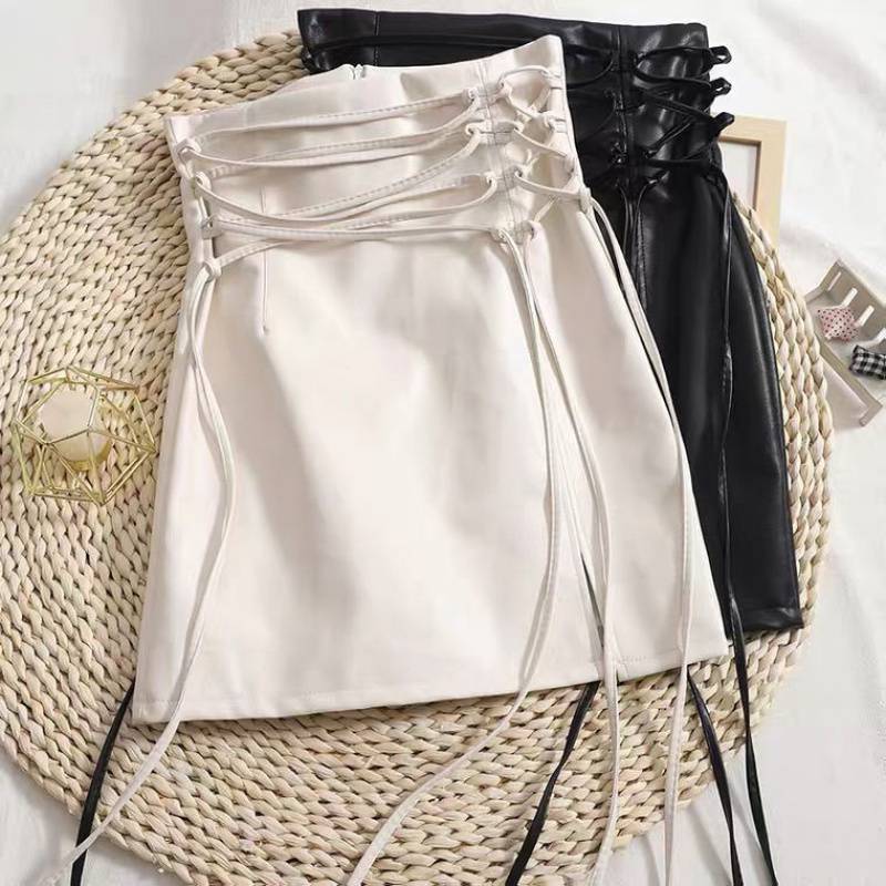 Peris Gems D / S Lace-Up High Waist PU Leather Nightclub Mini Skirt for Women SHEIN Amazon Temu