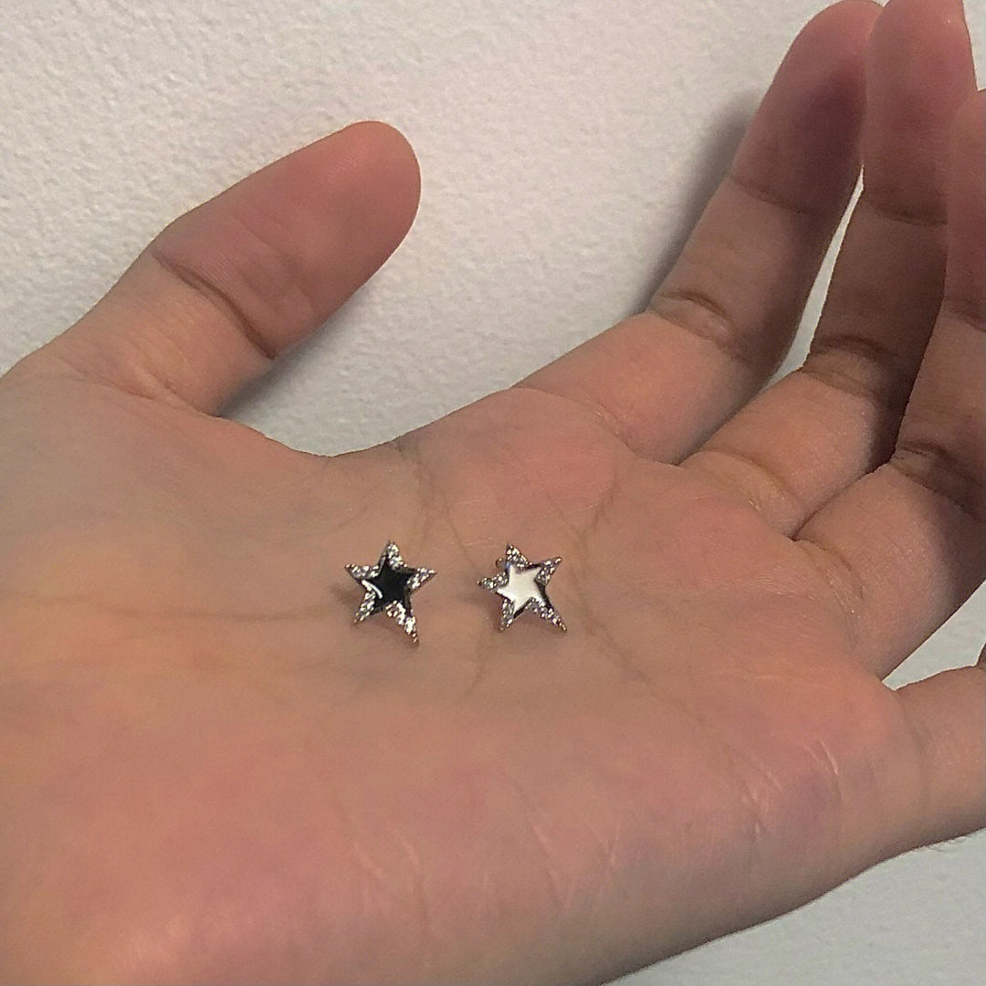 Peris Gems D Silver Double Star Stud Earrings | Women&