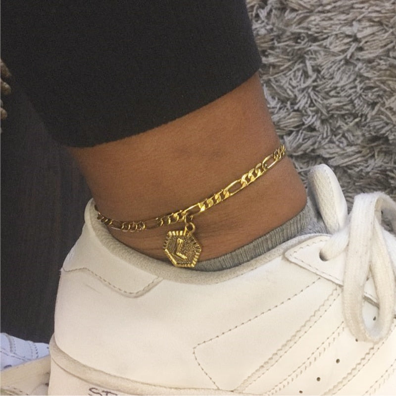 Peris Gems Dainty A-Z Letter Hexagon Anklets Unisex | Gold Initial Letter Leg Chain Dainty A-Z Letter Hexagon Anklets Unisex Gold Initial Letter SHEIN Amazon Temu