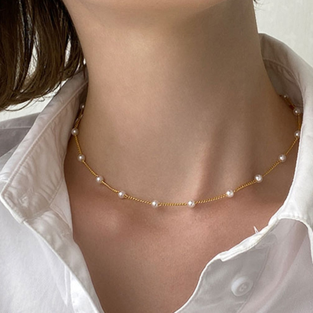 Peris Gems Dainty Pearl Flower Choker Necklace for Women | Gold Pearl Necklaces Dainty Pearl Flower Choker Necklace for Women Gold Necklaces SHEIN Amazon Temu