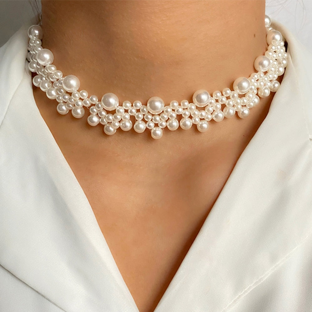 Peris Gems Dainty Pearl Flower Choker Necklace for Women | Gold Pearl Necklaces Dainty Pearl Flower Choker Necklace for Women Gold Necklaces SHEIN Amazon Temu