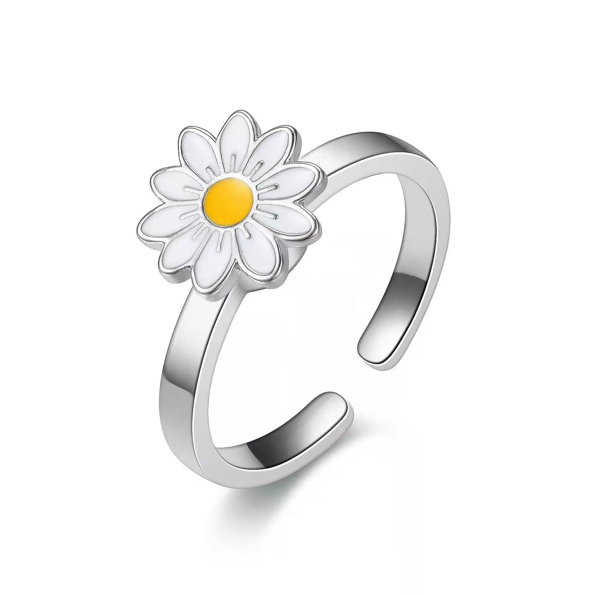 Peris Gems Daisy 10mm Silver / resizable 10mm Anxiety Rings For Women Y2k Jewelry Rings Butterfly Daisy Bead Anti Stress Fidget Spinner Rings For Teens 2024 Aesthetic SHEIN Amazon Temu