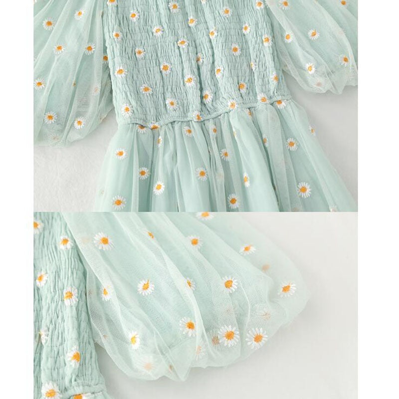 Peris Gems Daisy Flower Embroidered Off Shoulder French Dress for Women SHEIN Amazon Temu