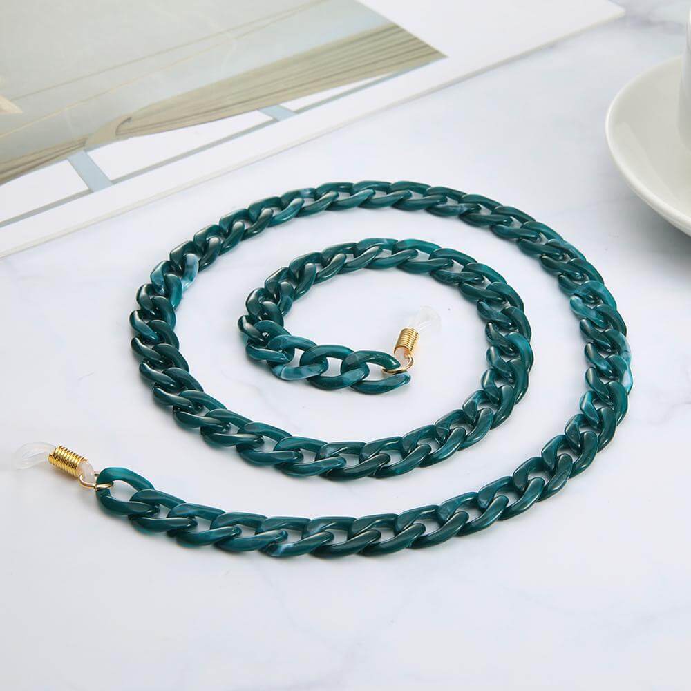 Peris Gems Dark Blue-gold Acrylic Cuban Sunglasses Chain Cord Straps Unisex SHEIN Amazon Temu