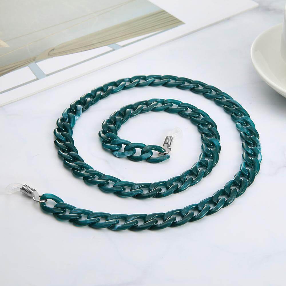 Peris Gems Dark Blue-silver Acrylic Cuban Sunglasses Chain Cord Straps Unisex SHEIN Amazon Temu