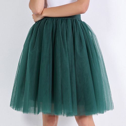 Peris Gems dark green / One Size Pleated 5-Layer Tulle Skirt for Women | Fairy Midi Skirts SHEIN Amazon Temu