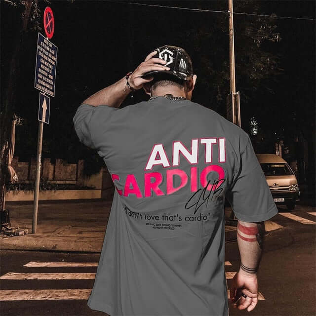 Peris Gems dark grey / M Anti-Cardio Oversized Cotton Tee for Men | Gym Bro Bulking Shirt Anti-Cardio Oversized Cotton Tee | Gym Bro Bulking Shirt SHEIN Amazon Temu