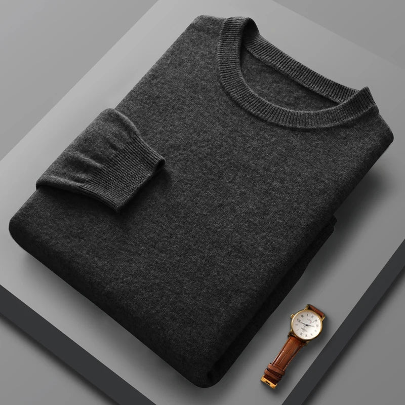 Peris Gems Dark Grey / S 100% Pure Merino Wool Cashmere Sweater for Men: Fashionable Round Neck Top 100% Pure Merino Wool Cashmere Sweater for Men: Round Neck SHEIN Amazon Temu