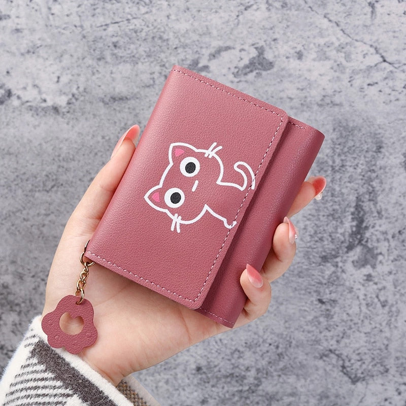 Peris Gems Dark Pink Hollow Cat Cute Animal Art Small Wallet for Women | Short Purse for Females Small Card Holder SHEIN Amazon Temu